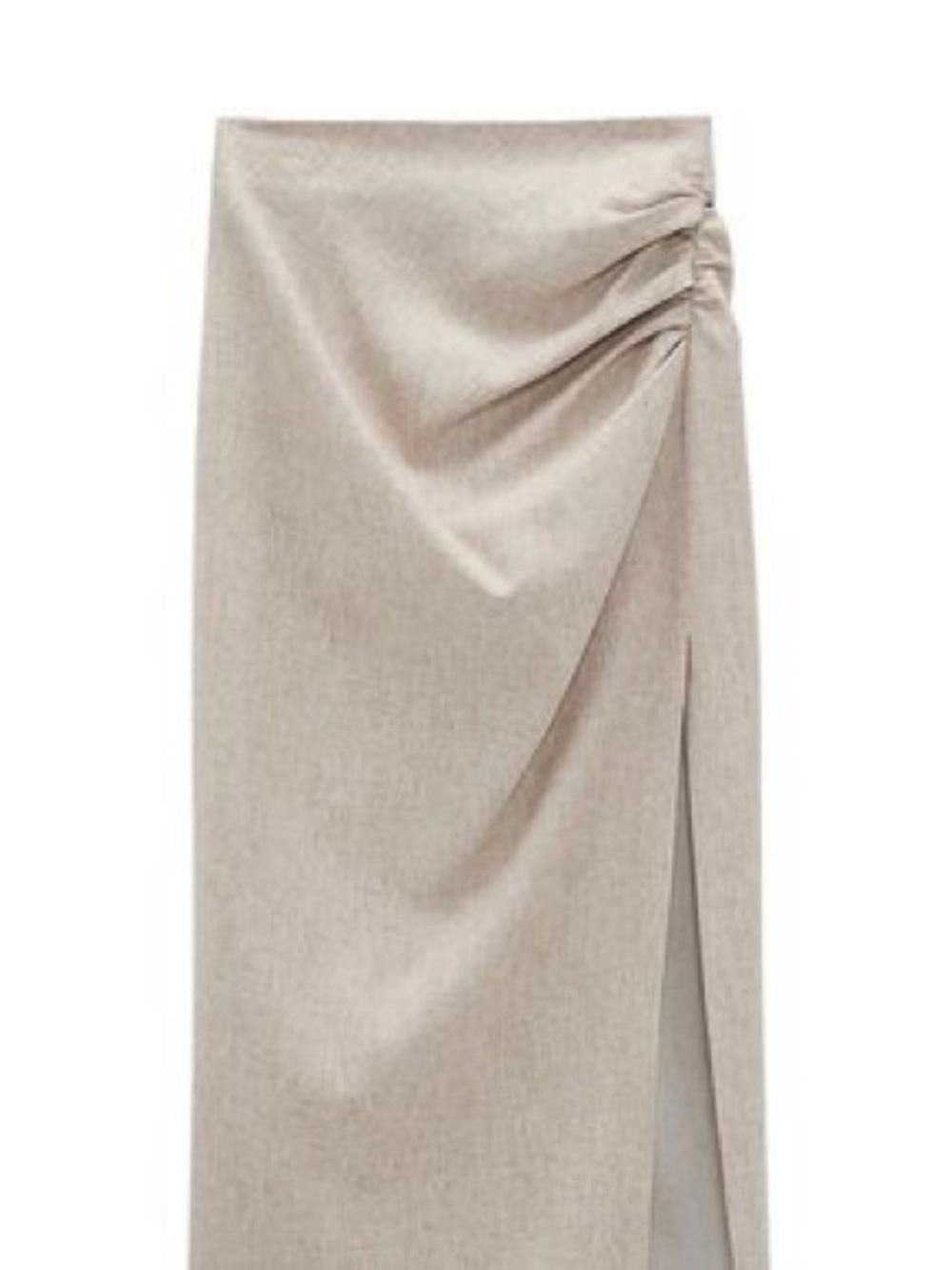 ZARA Linen Blend Draped Ruched Midi Skirt - Size XS